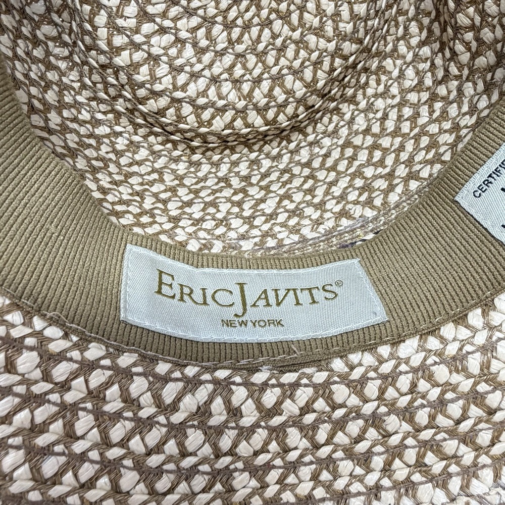 Authentic Eric Javits Woven Fedora Hat Beige UPF 50+ Packable Squishee - Picture 5 of 11